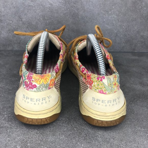 Sperry Bluefish Liberty Floral Print 2 Eye Boat Shoe Loafer, Tan, Women's 8 - Picture 5 of 9
